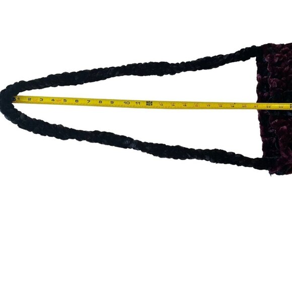 Chunky Knit Hobo Bag Purse Boho Hippie Goth Whimsigoth Handmade Purple Black - Picture 9 of 12